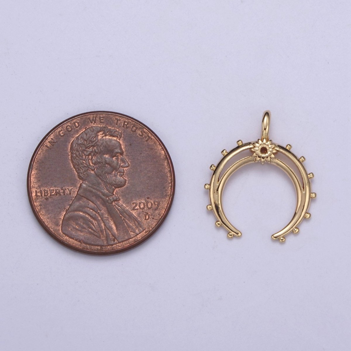 Crescent Moon Horn Charm 18k Gold Filled Upside Down Tusk Moon Pendant Bohemian Boho C Shape Curve H-551