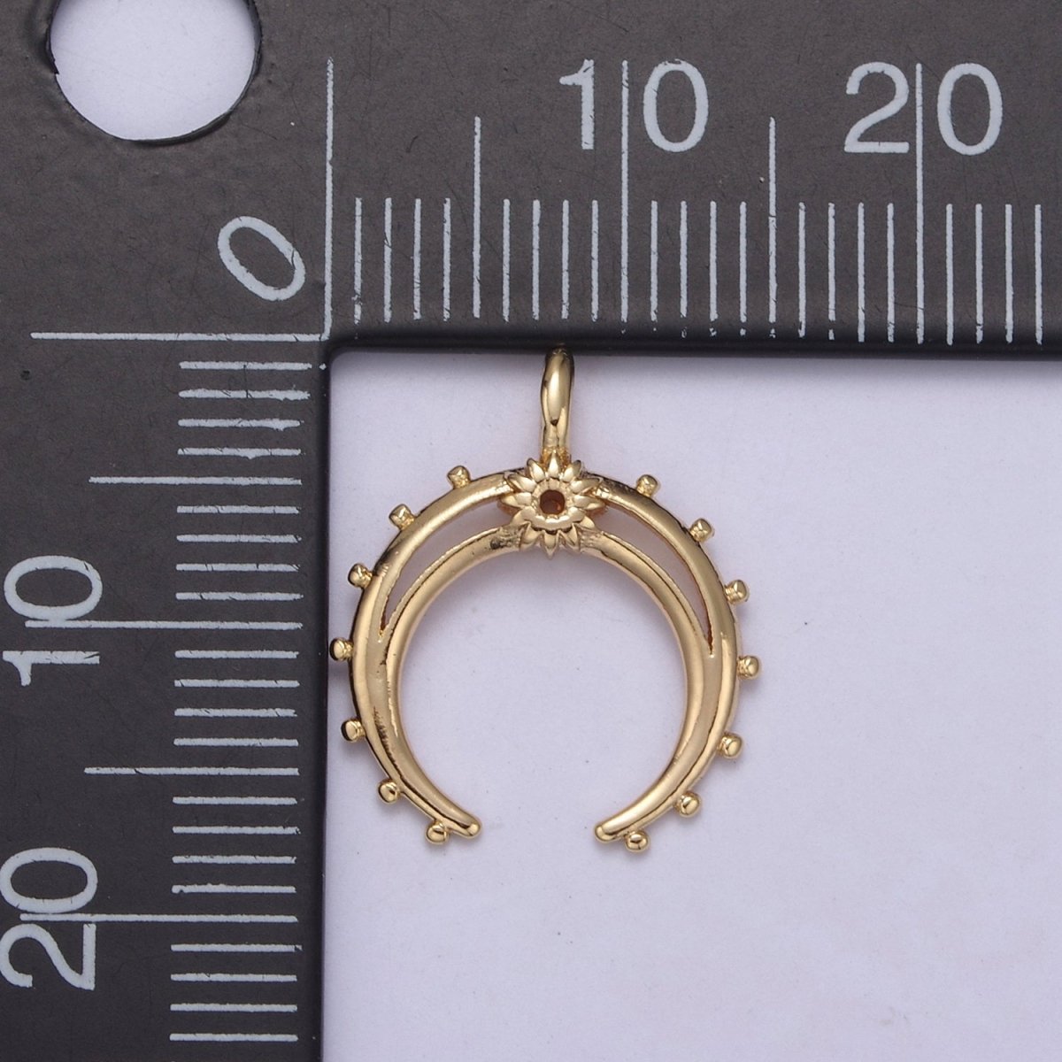 Crescent Moon Horn Charm 18k Gold Filled Upside Down Tusk Moon Pendant Bohemian Boho C Shape Curve H-551