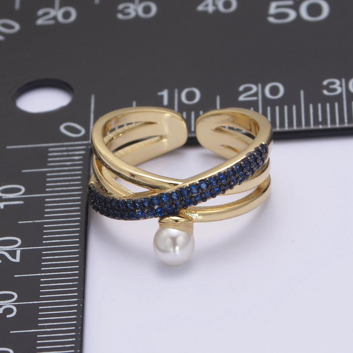 Criss Cross Ring - Double Band Ring - Gold Ring women - 14K Gold Fill Cubic Zirconia Cross Ring U-521 ~ U-524