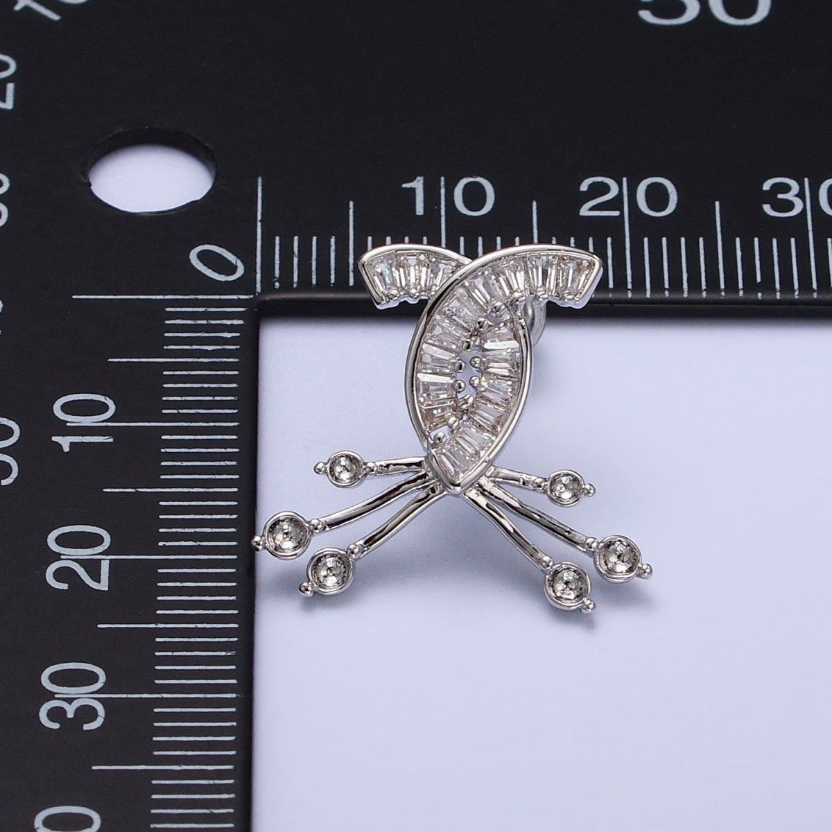 Criss Cross Stud Earring Gold Silver Baguette Earring CZ Stone AB483 AB491