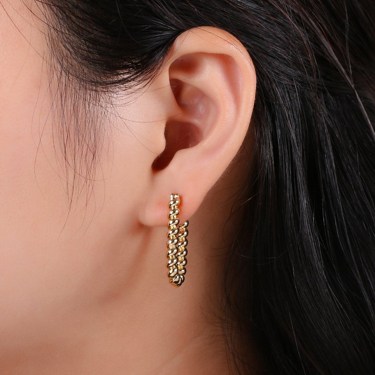 Croissant Earrings, Thick Gold Hoops,Twisted Curved Hoop, Gold Twisted Hoop Earring, Thick Hoop Earring, Gold Chunky Hoop, Thick Gold Hoop Q-150 Q-181