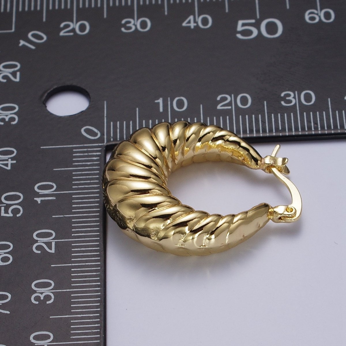 Croissant Twisted Braided Hoop Latch Earrings in Gold & Silver | AD-080 AD-081