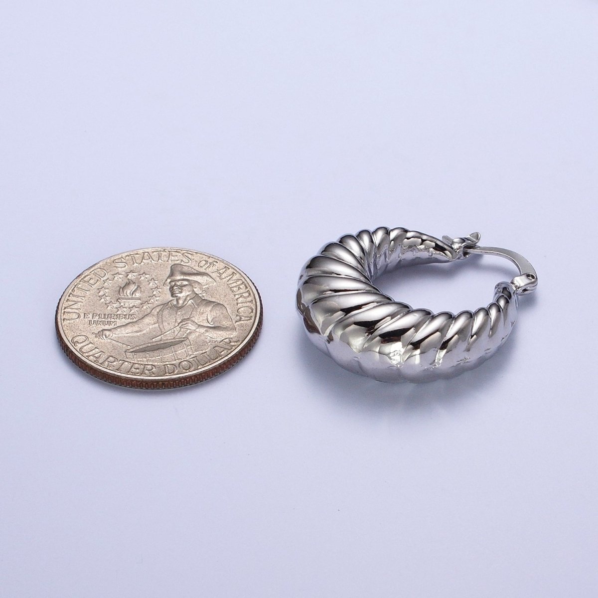 Croissant Twisted Braided Hoop Latch Earrings in Gold & Silver | AD-080 AD-081