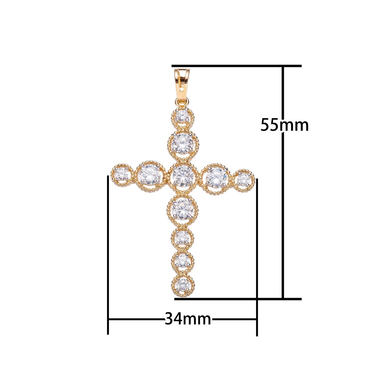 Cross Gold Filled Pendant Necklace - Unique Cross Gold Pendant Cubic Zircon Crystal - CZ Cross pendant for women Religious Pendant Charm I-012 - DLUXCA