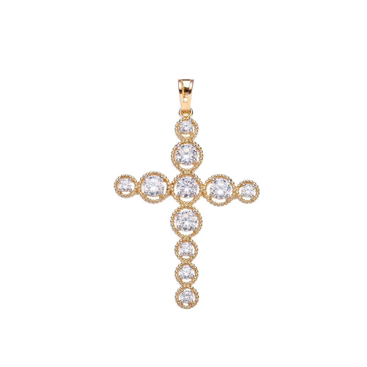 Cross Gold Filled Pendant Necklace - Unique Cross Gold Pendant Cubic Zircon Crystal - CZ Cross pendant for women Religious Pendant Charm I-012 - DLUXCA