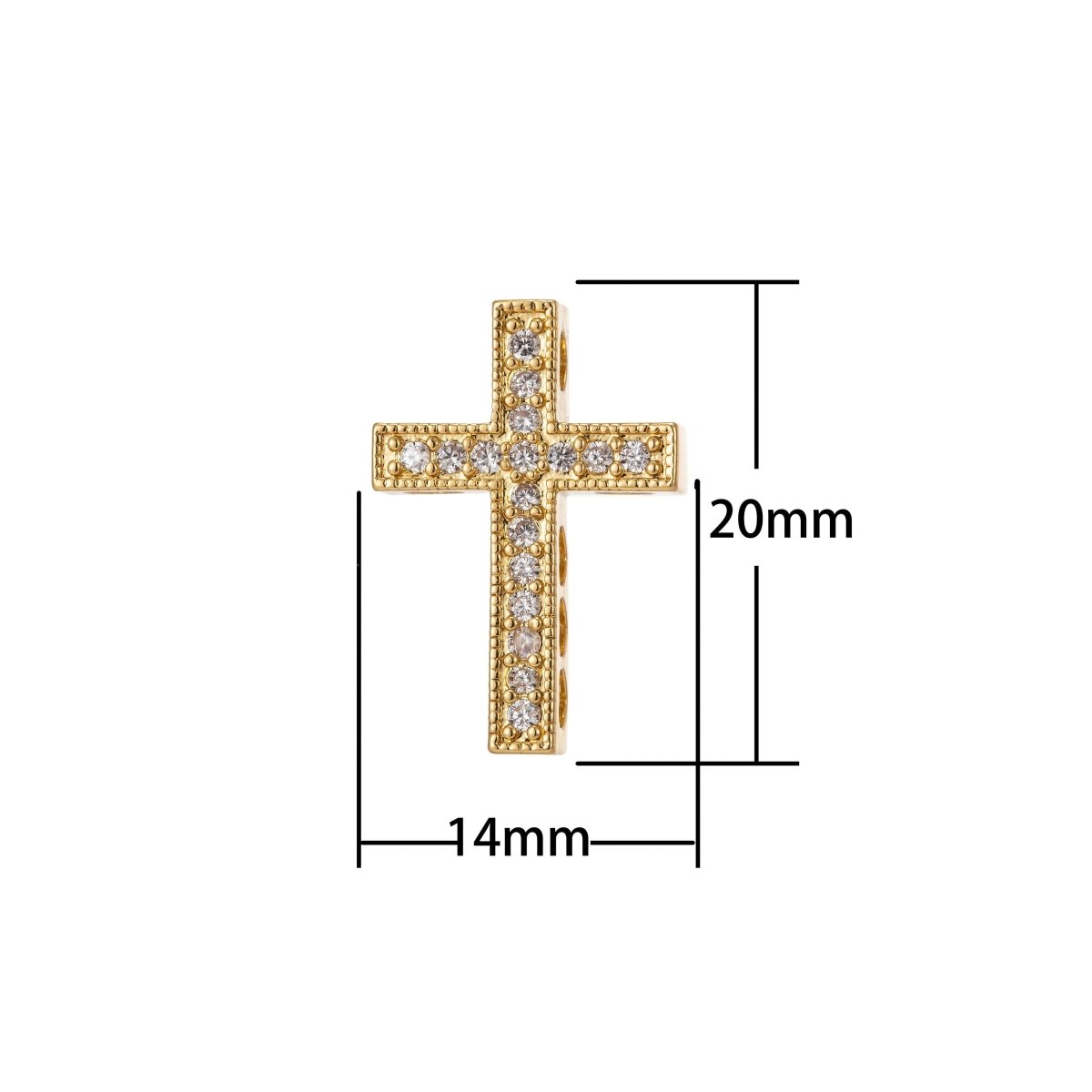 Cross Micro Pave CZ 14K Gold Filled Bead, Good For Earring, Necklace, and bracelet, vertically or horizontally design charm, Gun Metal Plated B-201
