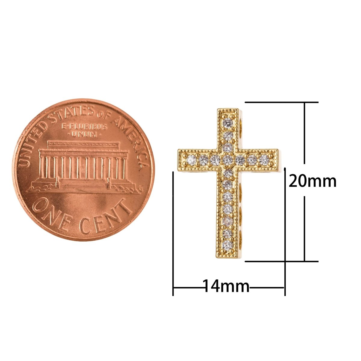 Cross Micro Pave CZ 14K Gold Filled Bead, Good For Earring, Necklace, and bracelet, vertically or horizontally design charm, Gun Metal Plated B-201