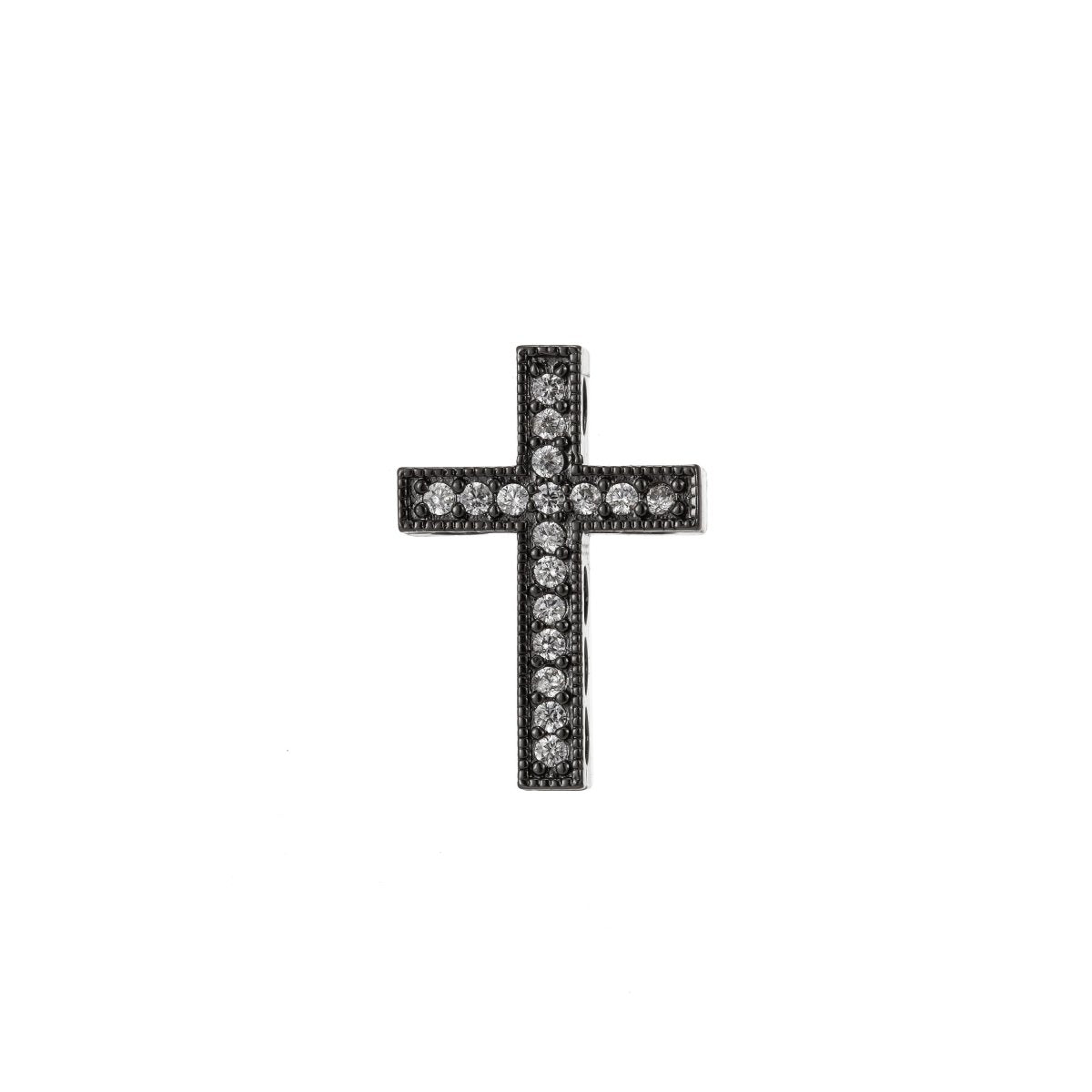 Cross Micro Pave CZ 14K Gold Filled Bead, Good For Earring, Necklace, and bracelet, vertically or horizontally design charm, Gun Metal Plated B-201