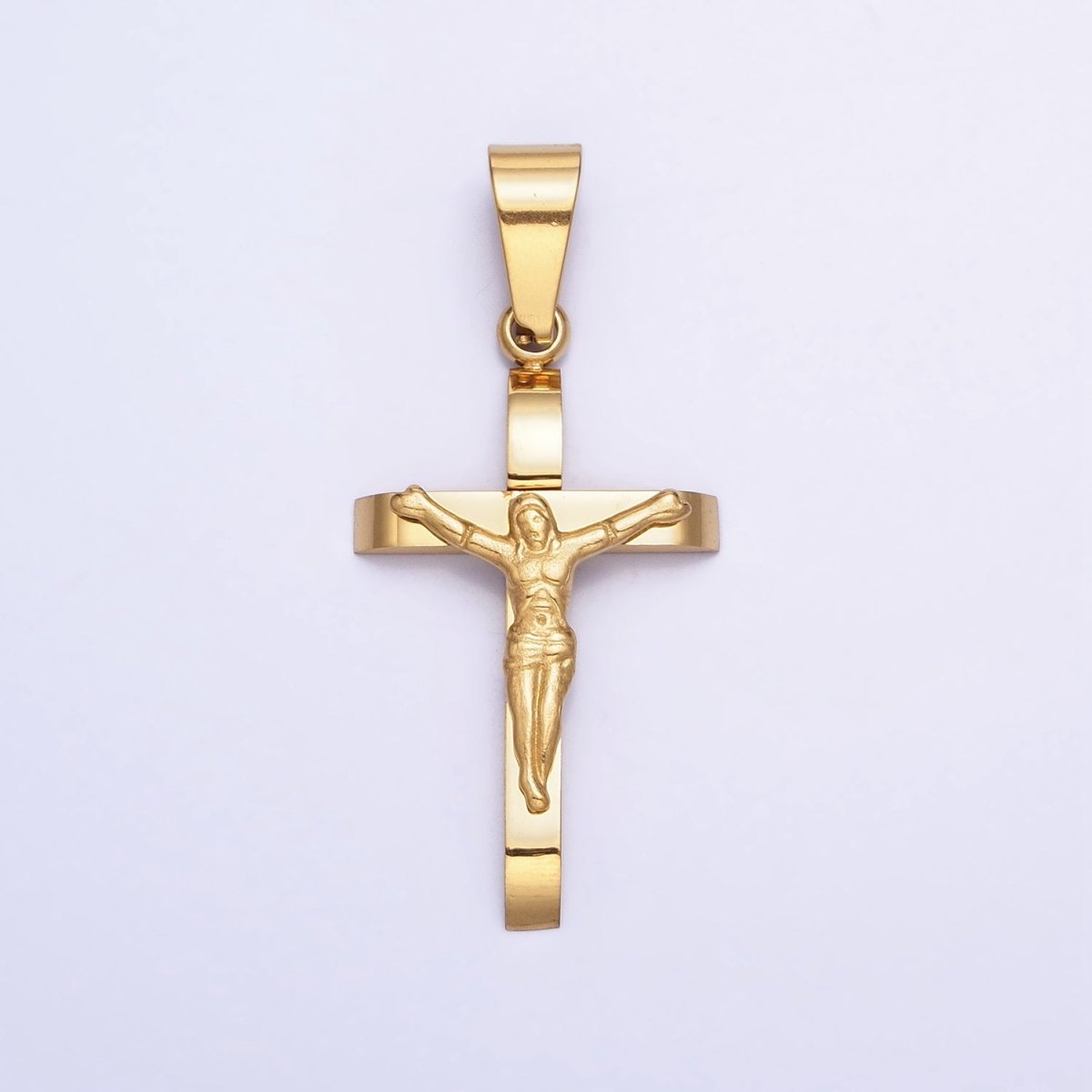 Crucifix Cross Pendant in 24K Gold Filled Jesus in the Cross Medallion for Religious Unisex Jewelry Making P-1114