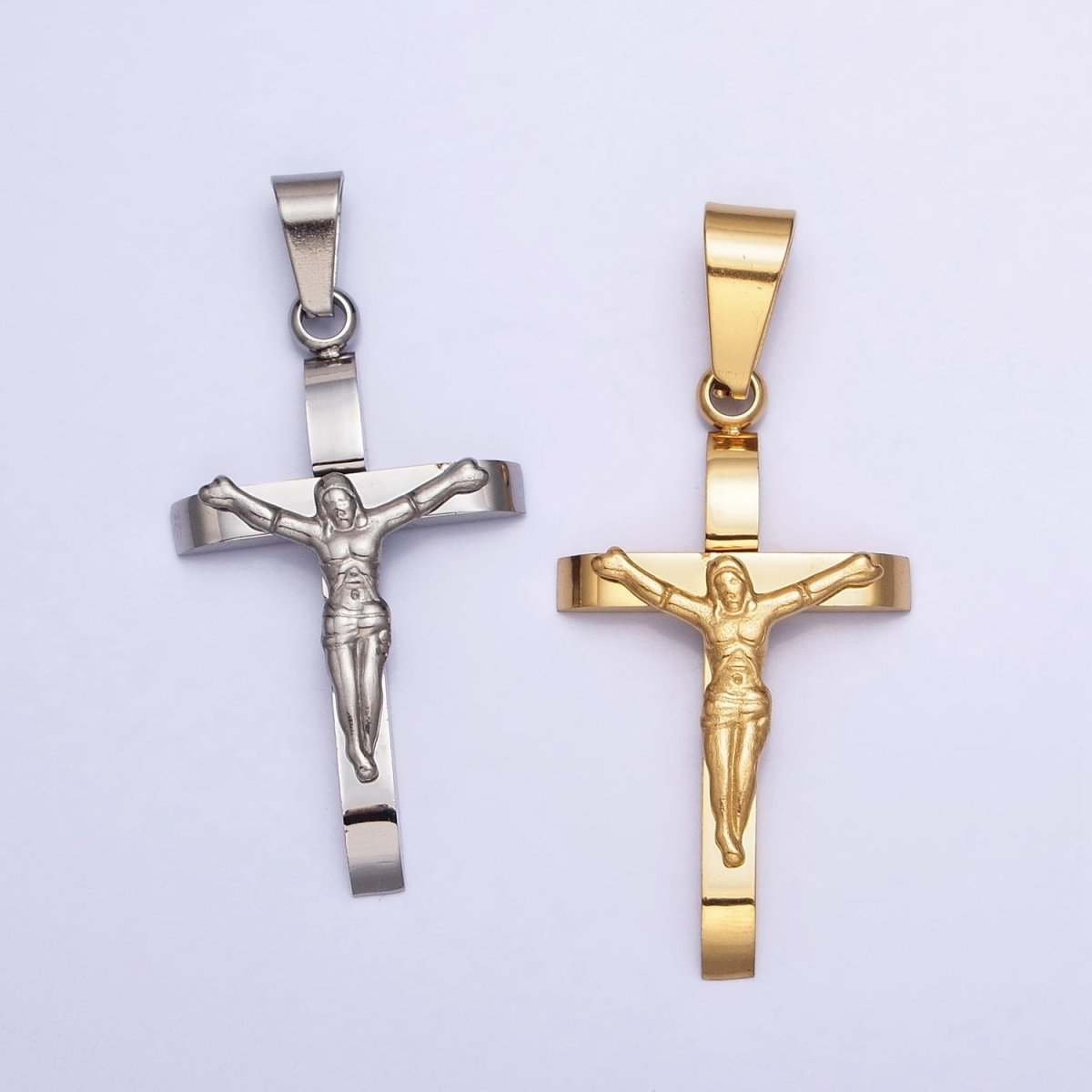 Crucifix Cross Pendant in 24K Gold Filled Jesus in the Cross Medallion for Religious Unisex Jewelry Making P-1114