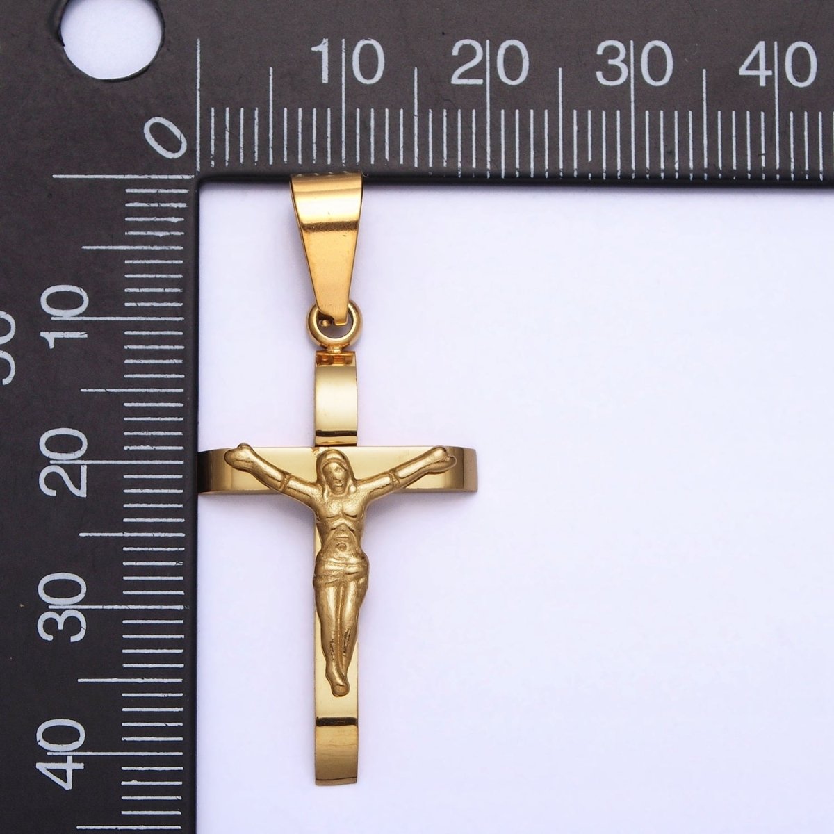 Crucifix Cross Pendant in 24K Gold Filled Jesus in the Cross Medallion for Religious Unisex Jewelry Making P-1114