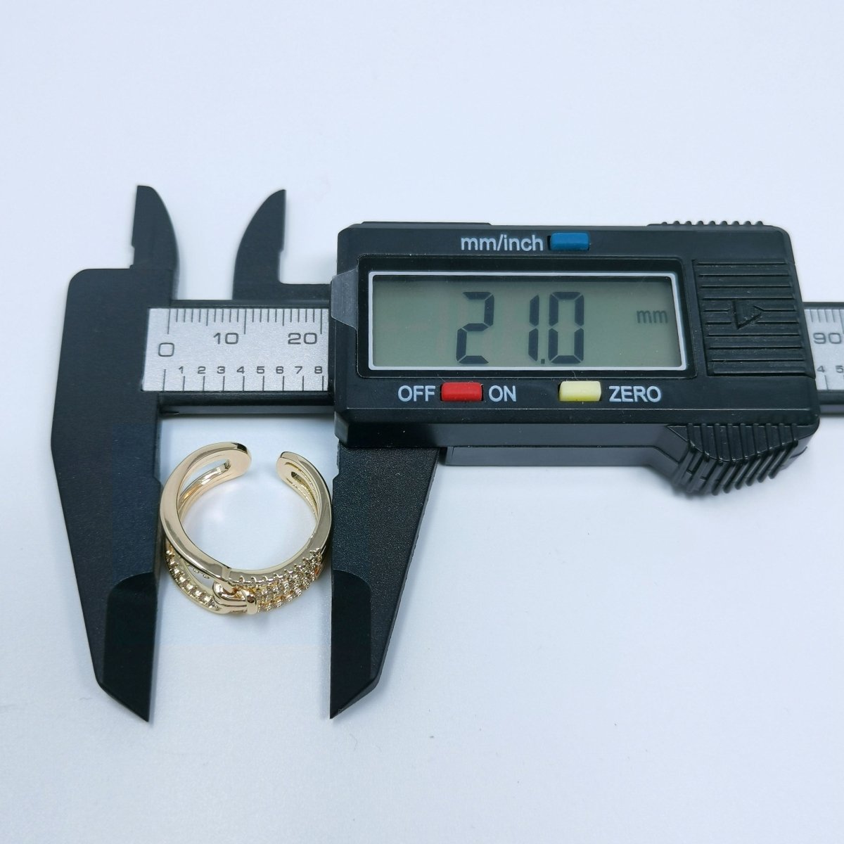 Crystal Belt Layer Gold Filled Adjustable Ring R-235 - DLUXCA