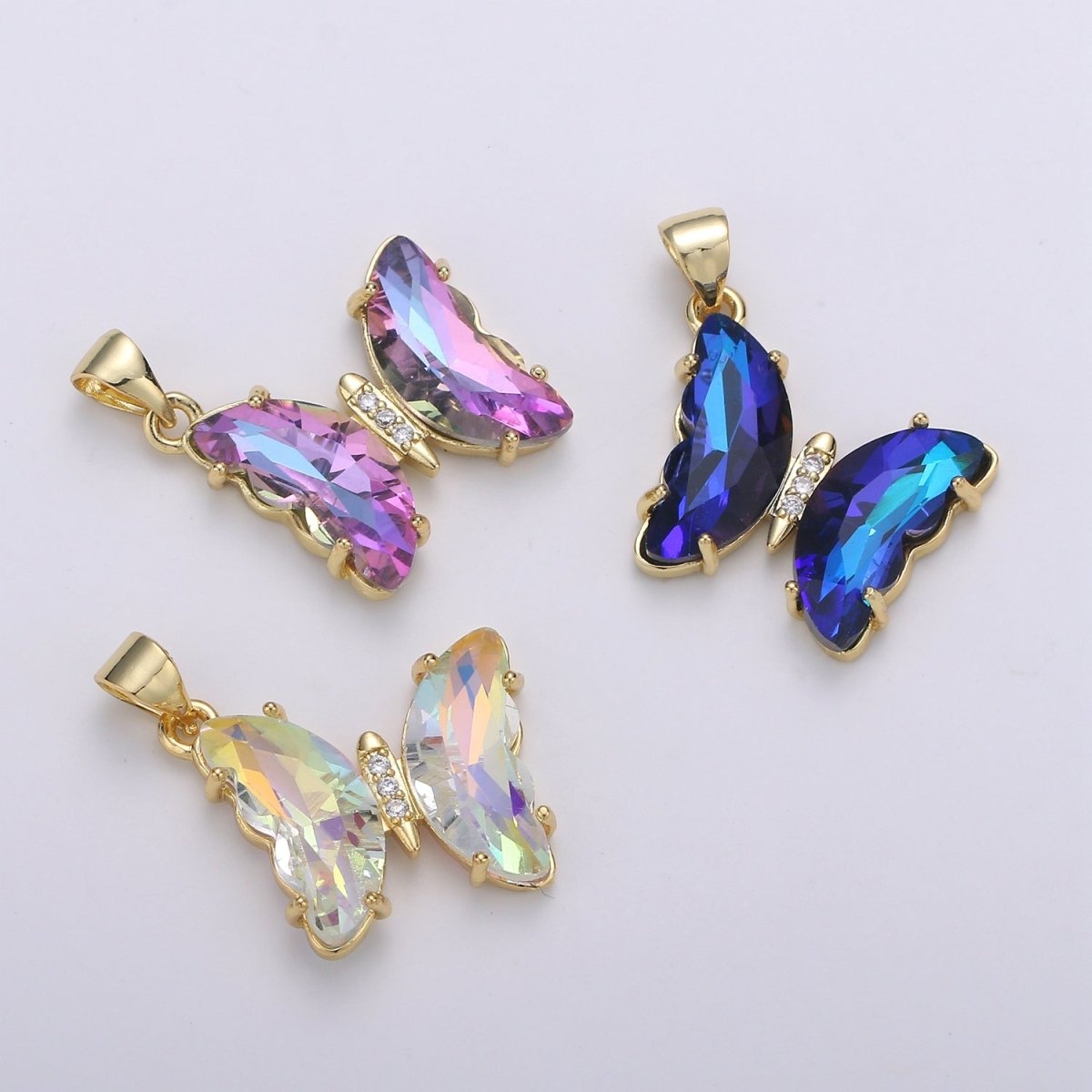 Crystal Gold Filled Butterfly Pendants  J-232-J-234