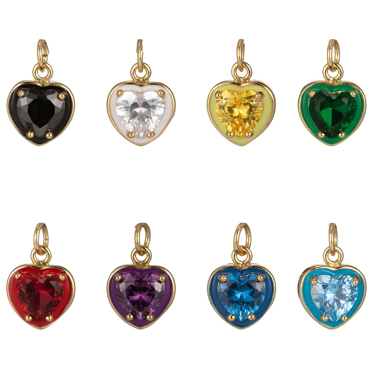 Crystal Heart Gold Filled Charm M-247-M-254