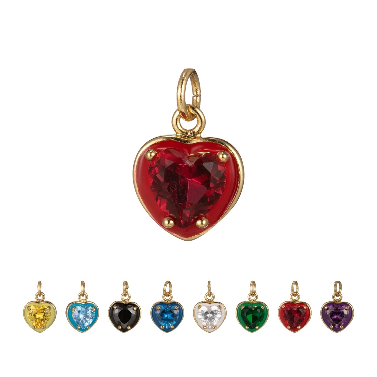 Crystal Heart Gold Filled Charm M-247-M-254