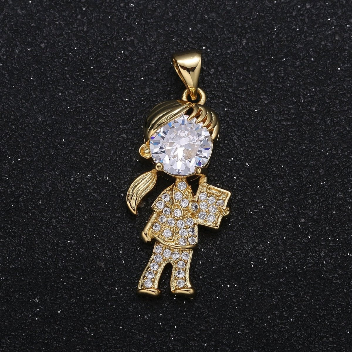 Crystal Super Girl Charm CZ Zirconia Girl Human Micro Pave Charm Pendant GP-004