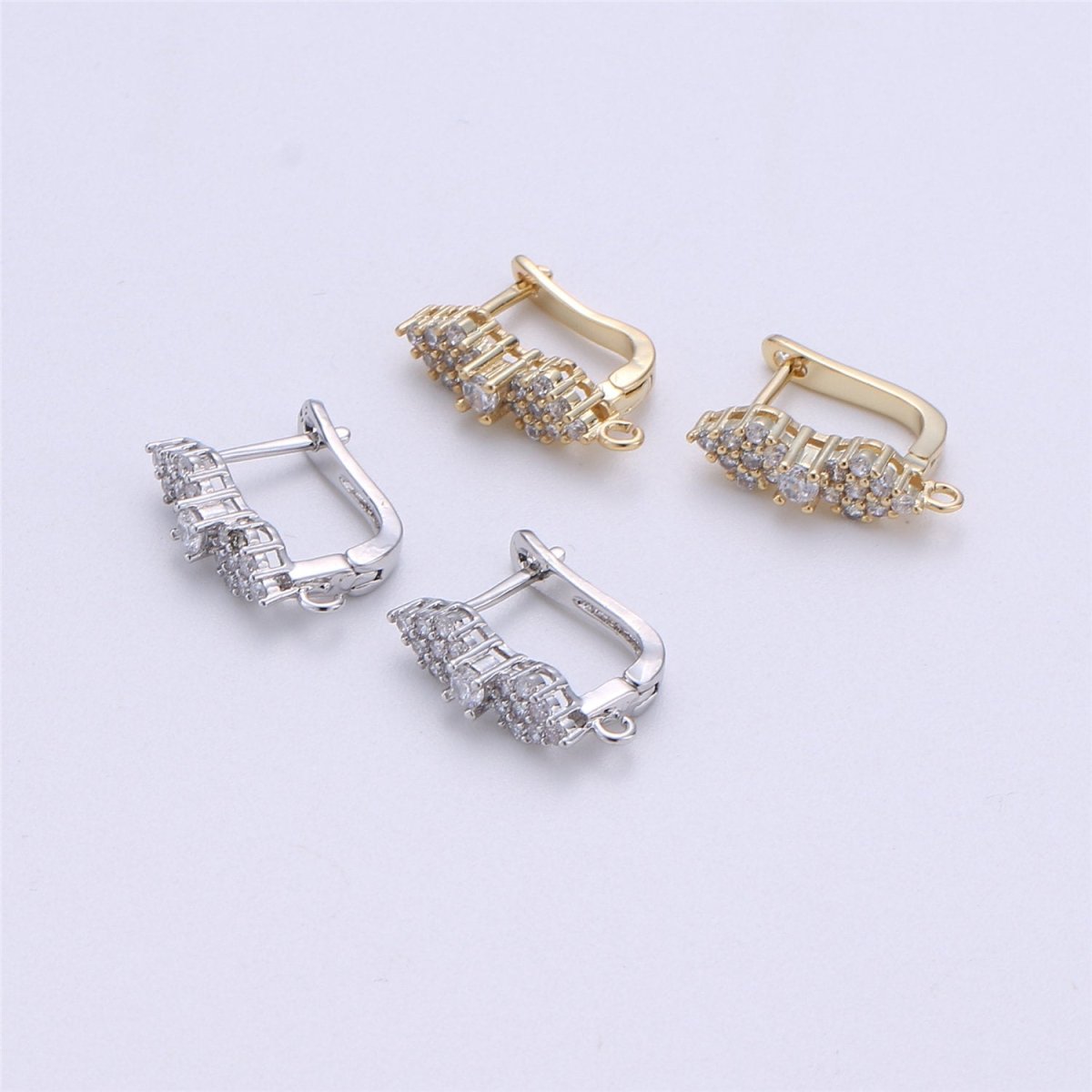 Cubic 14k Gold Filled one touch w/ open link Lever back earring making, 20x15 mm, Nickel free Lead Free for Earring Charm Making Findings K-313