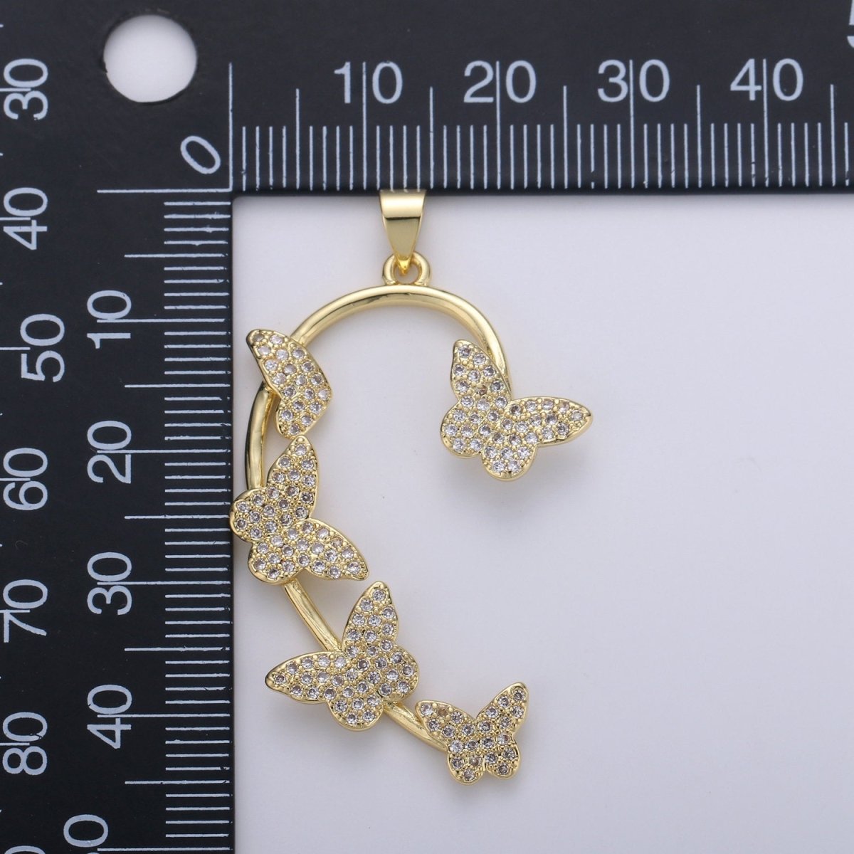 Cubic Butterfly Pendant Half heart Charm Necklace in Gold Filled I-873 - DLUXCA