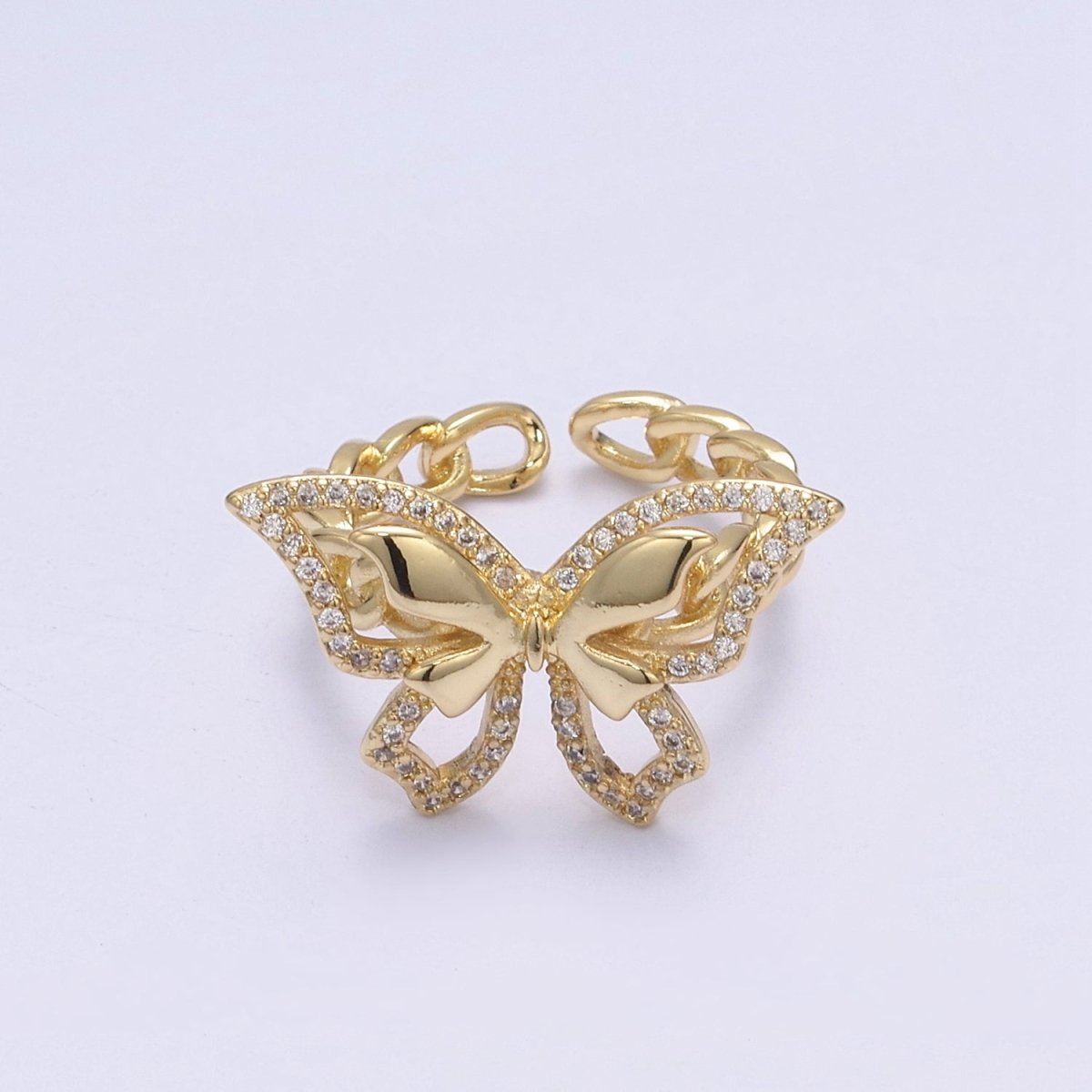 Cubic Butterfly rings, gold butterfly rings stackable adjustable rings, Cluster ring, Dainty open ring U-504 - DLUXCA