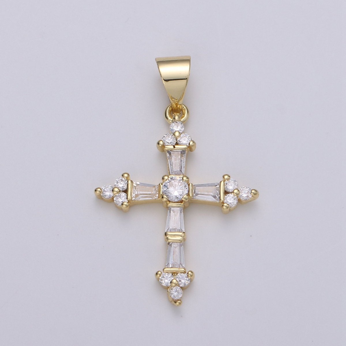 Cubic Cross Pendant, CZ Pendant, Jesus Pendant, Earrings pendant, Bracelet Charm, Necklace Pendant, 14k Gold Filled Jewelry Making N-1320 - DLUXCA