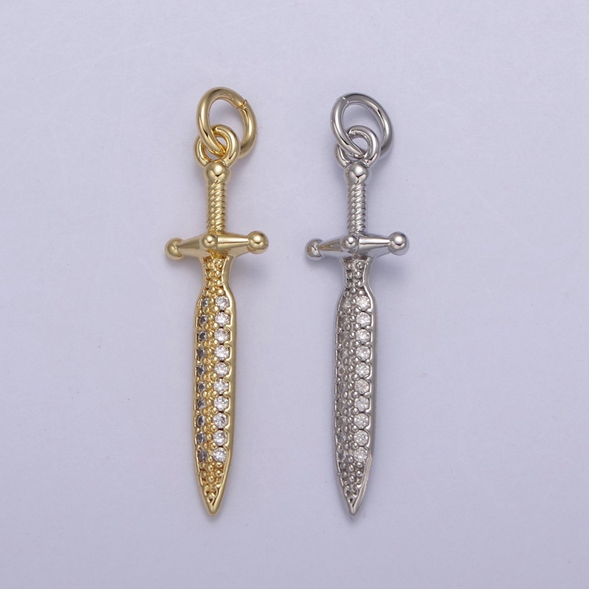 Cubic Dagger Pendant, CZ Sword Pendant, Earrings pendant, Bracelet Charm, Necklace Pendant, 24k Gold Filled Jewelry N-781 N-782