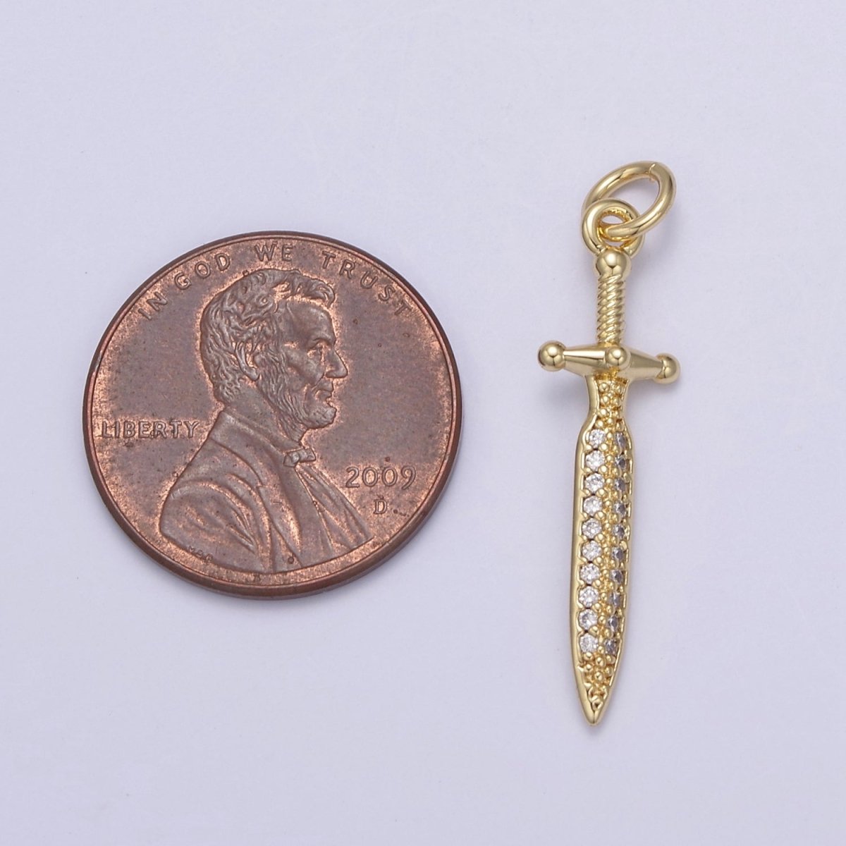 Cubic Dagger Pendant, CZ Sword Pendant, Earrings pendant, Bracelet Charm, Necklace Pendant, 24k Gold Filled Jewelry N-781 N-782