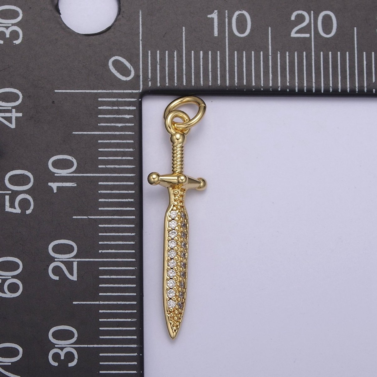 Cubic Dagger Pendant, CZ Sword Pendant, Earrings pendant, Bracelet Charm, Necklace Pendant, 24k Gold Filled Jewelry N-781 N-782