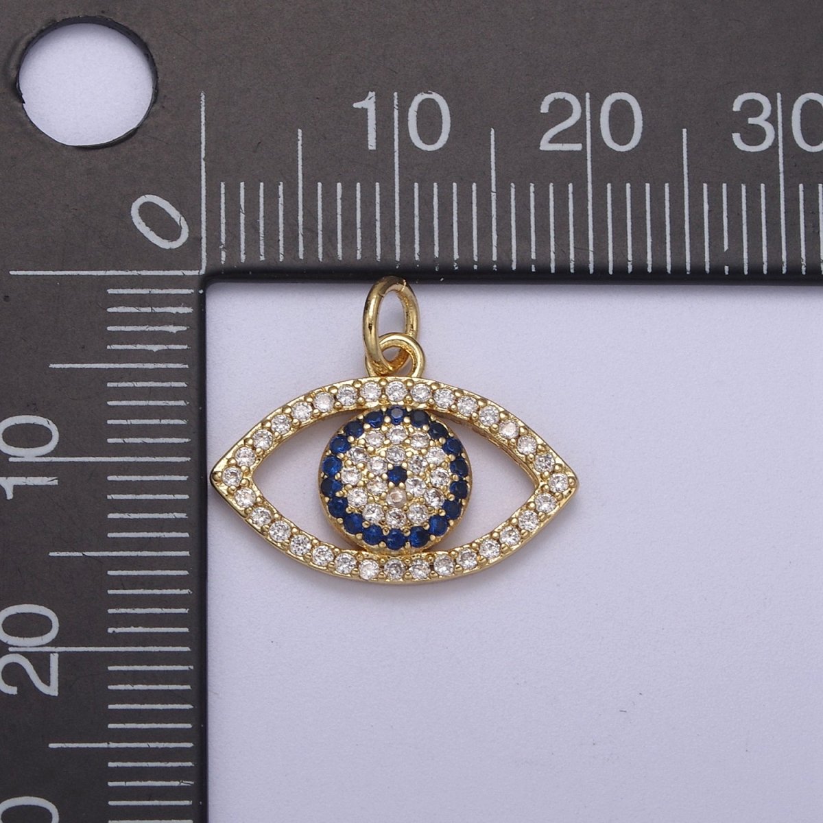 Cubic Evil Eye Charm - 17x19mm Pendant Gold Filled CZ Drop Charm Pendant Amulet Protection Charm N-333 - N-335