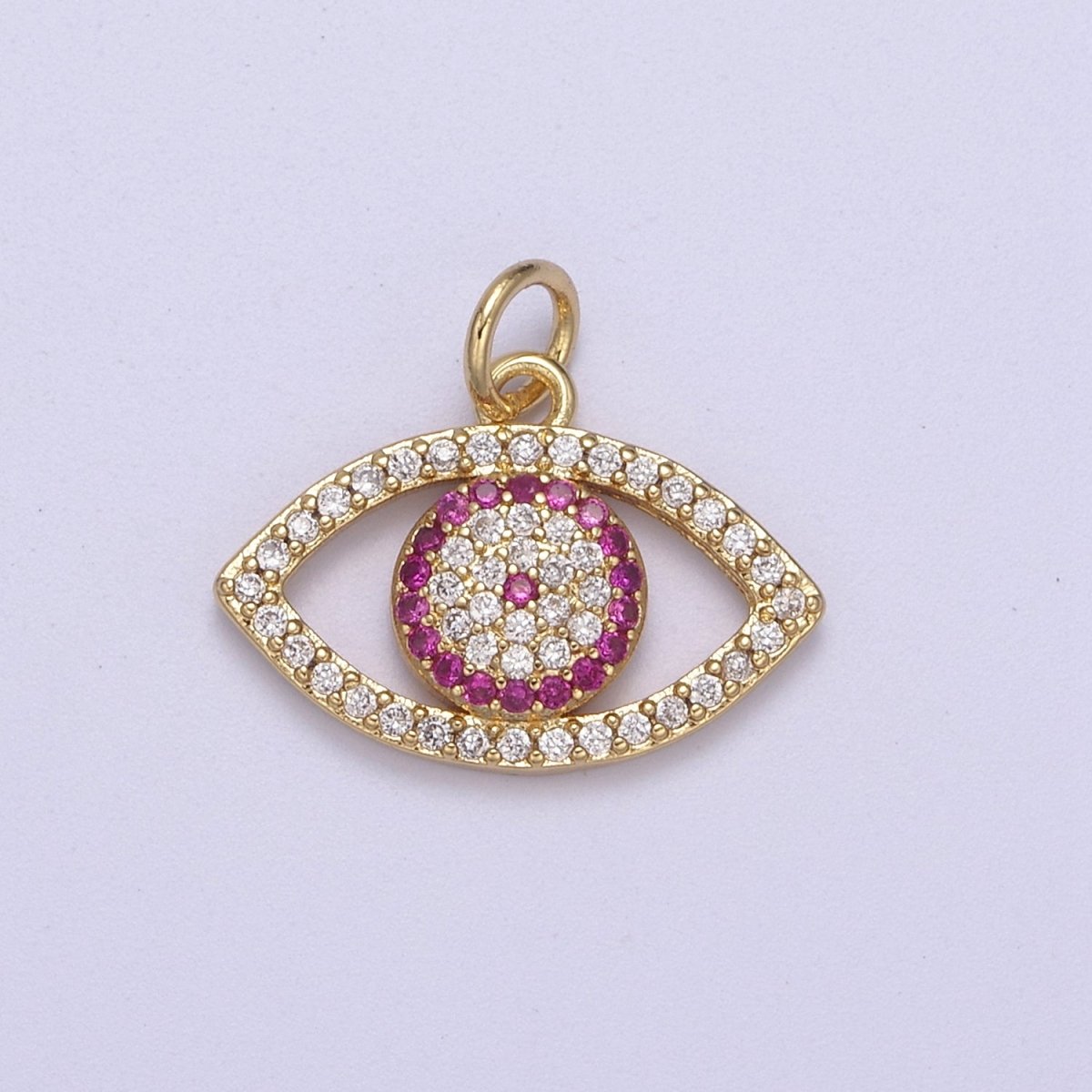 Cubic Evil Eye Charm - 17x19mm Pendant Gold Filled CZ Drop Charm Pendant Amulet Protection Charm N-333 - N-335