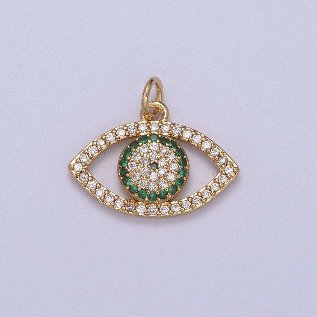Cubic Evil Eye Charm - 17x19mm Pendant Gold Filled CZ Drop Charm Pendant Amulet Protection Charm N-333 - N-335