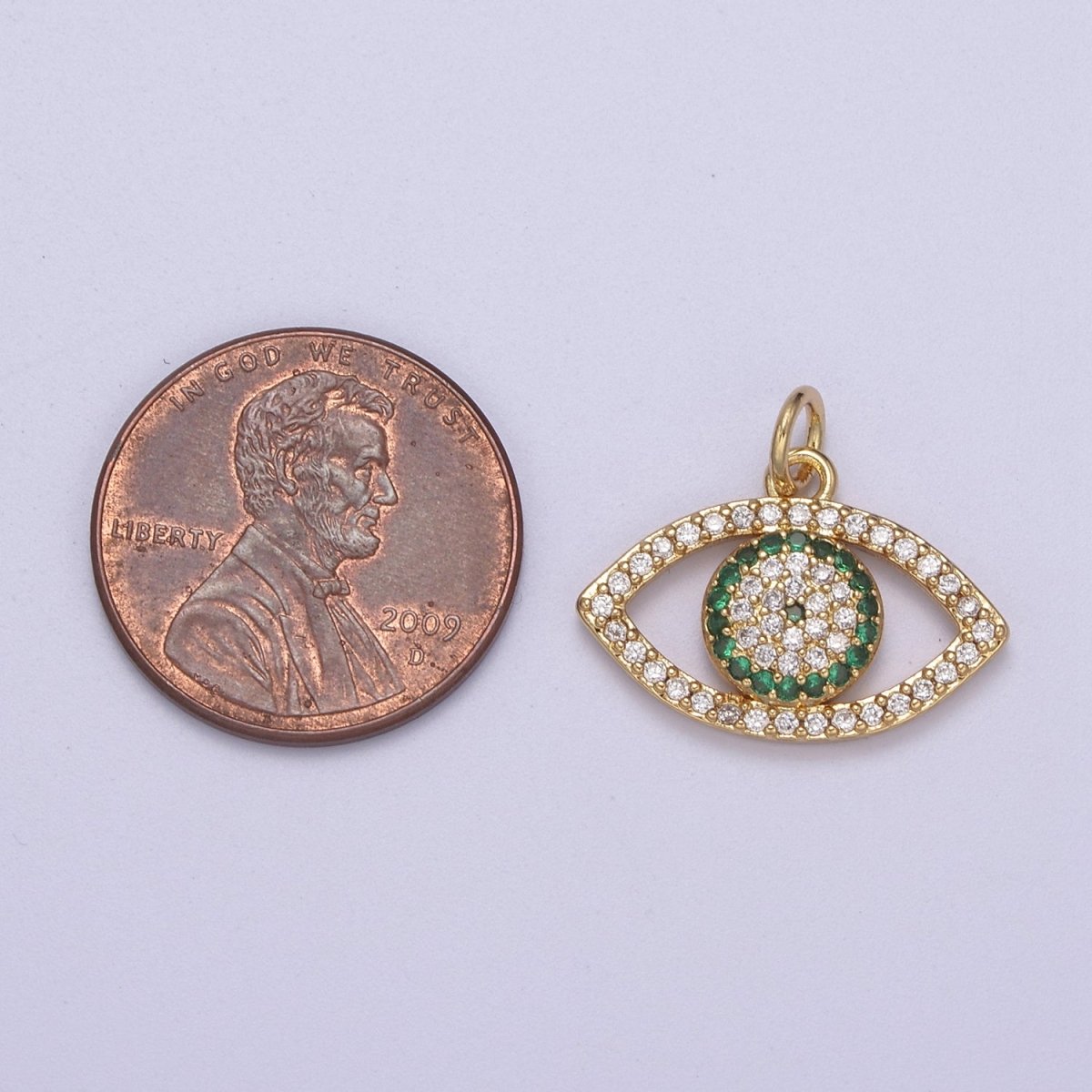 Cubic Evil Eye Charm - 17x19mm Pendant Gold Filled CZ Drop Charm Pendant Amulet Protection Charm N-333 - N-335