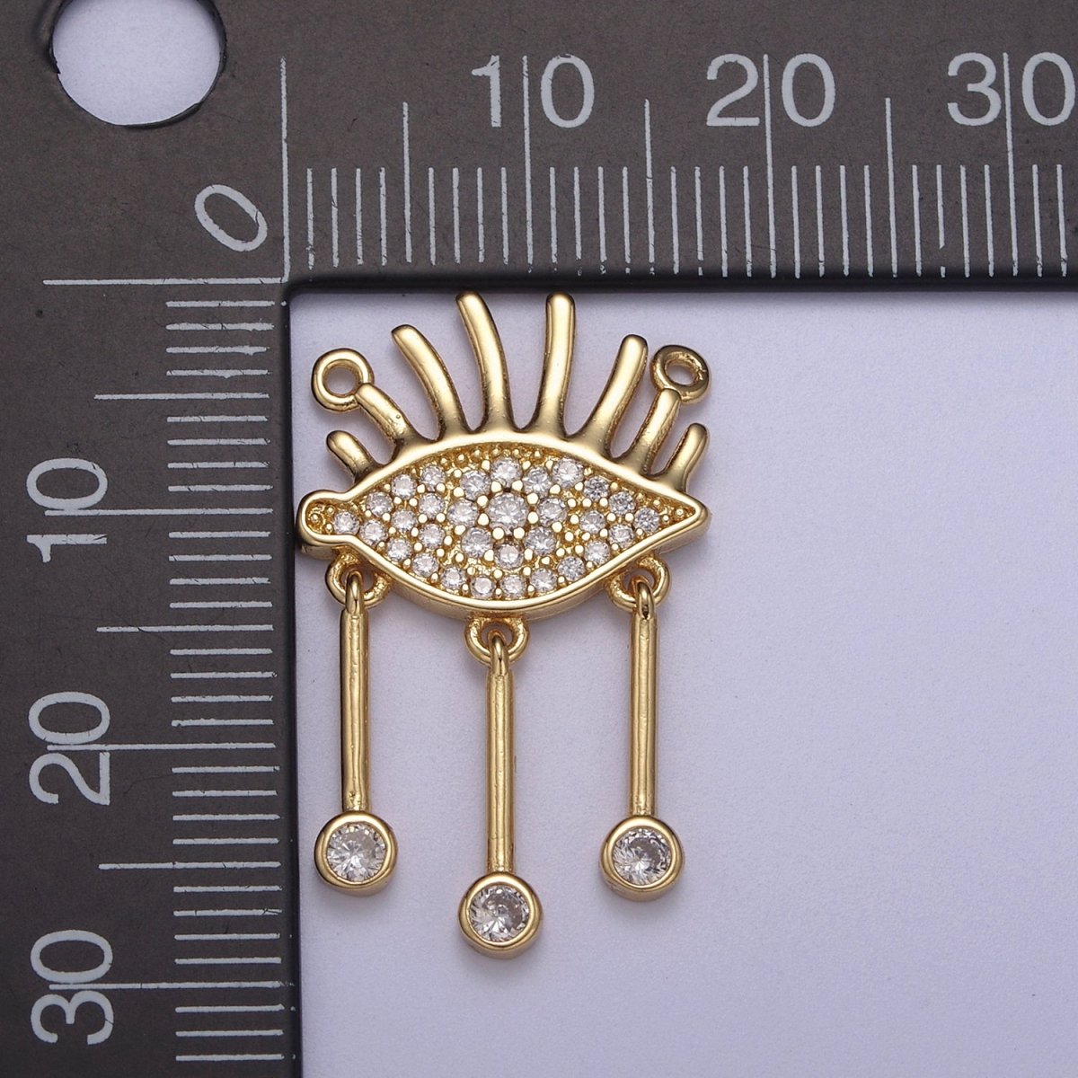 Cubic Gold Filled Eye Charm Connector for Dangle Pendant Necklace Double bail F-678 - DLUXCA