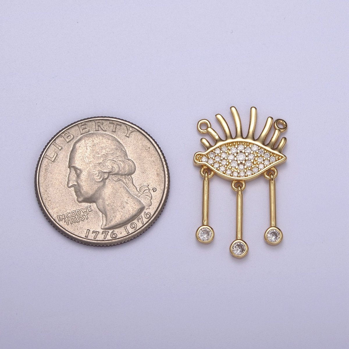 Cubic Gold Filled Eye Charm Connector for Dangle Pendant Necklace Double bail F-678 - DLUXCA