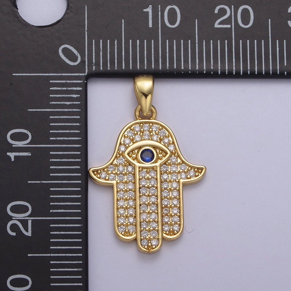 Cubic Gold Filled Hamsa Hand Cz Pendant Hand of Fatimah Charm Statement Jewelry N-545 - DLUXCA