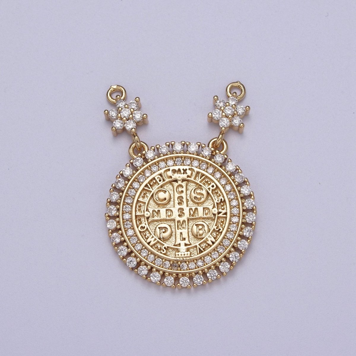 Cubic Gold Saint benedict Cross NDMSD CSPB NURSIA Coin Medallion Pendant for Necklace F-128 - DLUXCA