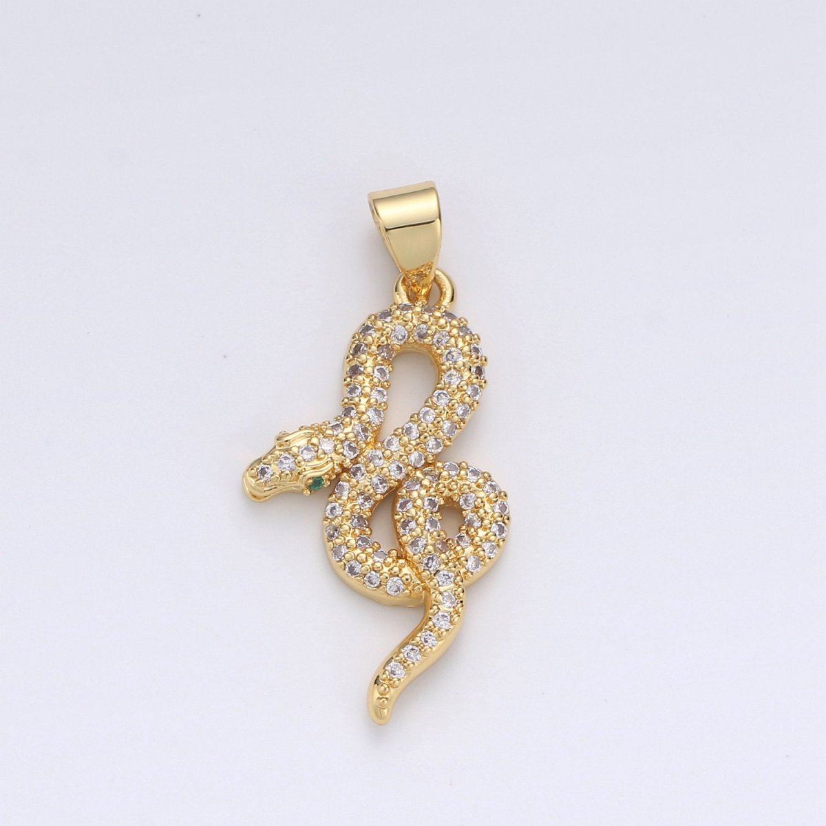 Cubic Gold snake charm Pendant, Micro Pave snake charms, Dainty pendant Jewelry in 14k Gold Filled I-662