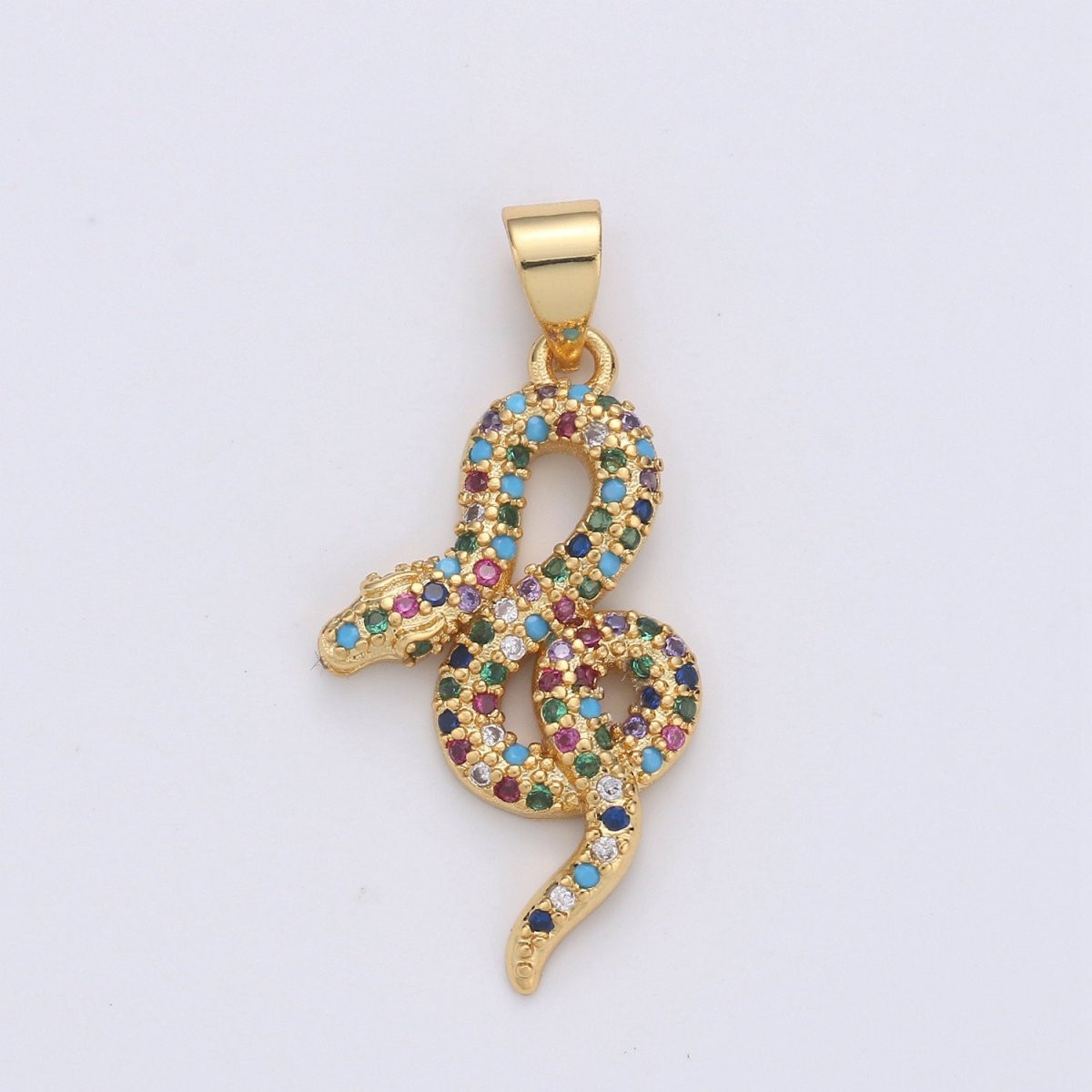 Cubic Gold snake charm Pendant, Micro Pave snake charms, Dainty pendant Jewelry in 14k Gold Filled I-662