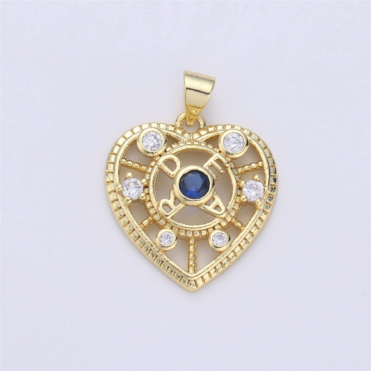 Cubic heart charm 26x21mm 14K gold Filled Lead, Nickel free Heart pendant, Unique heart charm for necklace earring bracelet Supply I-359 - DLUXCA