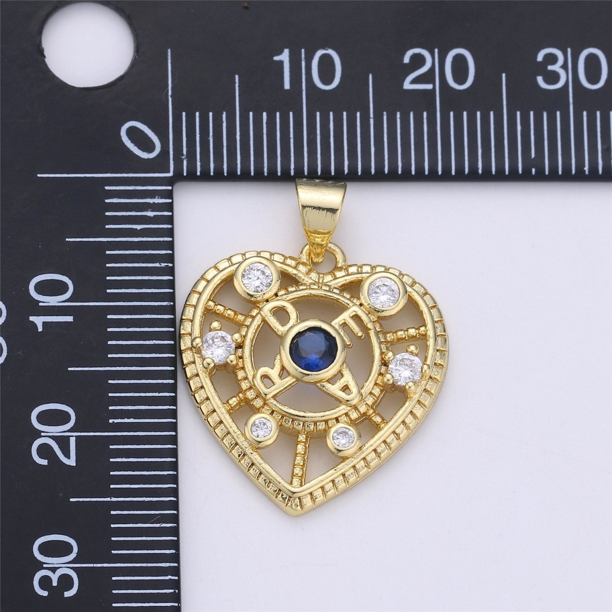 Cubic heart charm 26x21mm 14K gold Filled Lead, Nickel free Heart pendant, Unique heart charm for necklace earring bracelet Supply I-359 - DLUXCA