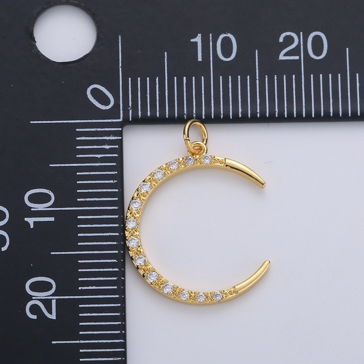 Cubic Moon Pendant, Moon Charm, Jewelry Supplies Dainty Crescent Moon Charm for Celestial Jewelry Making | D-701 - DLUXCA