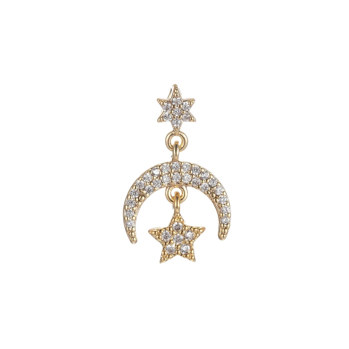 Cubic Moon Star Charms Dainty Celestial Charm Pendant for DIY Jewelry Making Accessaries Micro Pave Crescent Moon Charm E-866 - DLUXCA