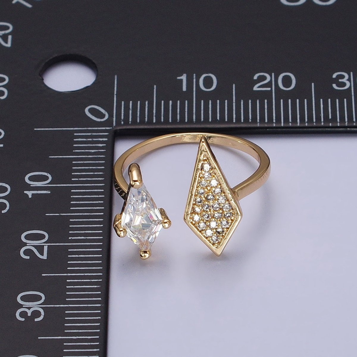 Cubic Open Marquise Stacking Ring Gold Marquise Cuff Ring Silver Adjustable Ring Micro Pave Stone Geometric Ring R-277 R-304