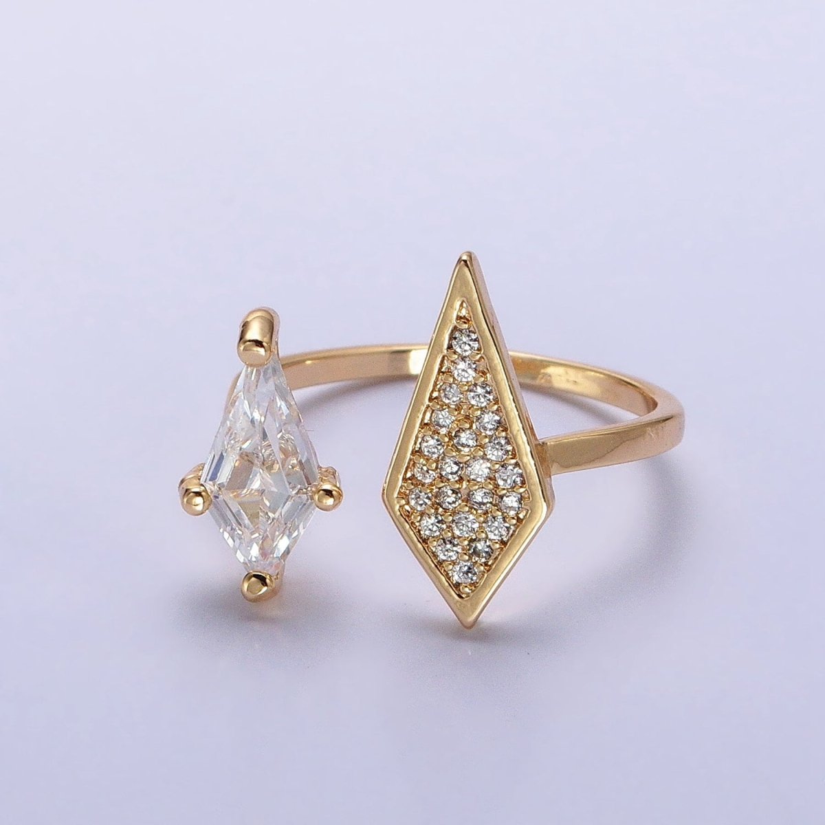 Cubic Open Marquise Stacking Ring Gold Marquise Cuff Ring Silver Adjustable Ring Micro Pave Stone Geometric Ring R-277 R-304