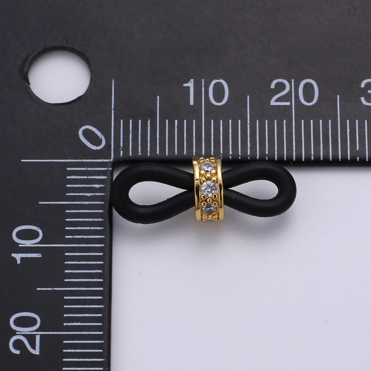 Cubic Pave 24K Gold Filled with Silicon Connector with Silicon Eyeglasses Holder Connector For Craft Supply  L-194~L-197