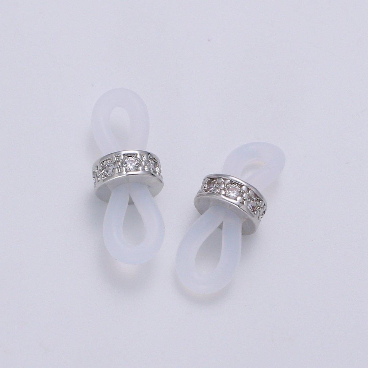 Cubic Pave 24K Gold Filled with Silicon Connector with Silicon Eyeglasses Holder Connector For Craft Supply  L-194~L-197