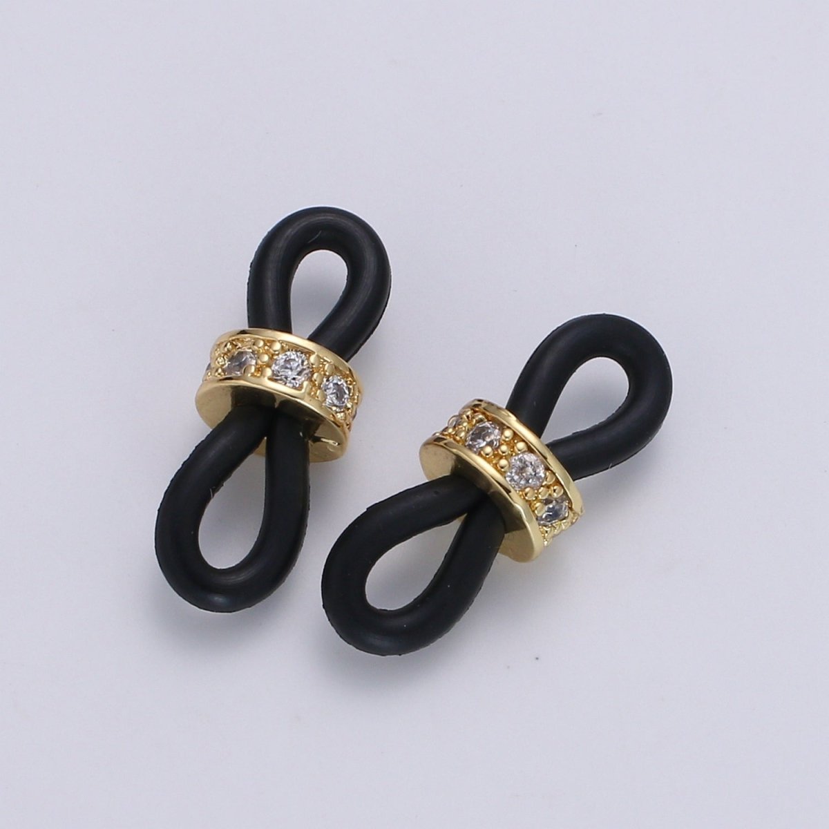 Cubic Pave 24K Gold Filled with Silicon Connector with Silicon Eyeglasses Holder Connector For Craft Supply  L-194~L-197