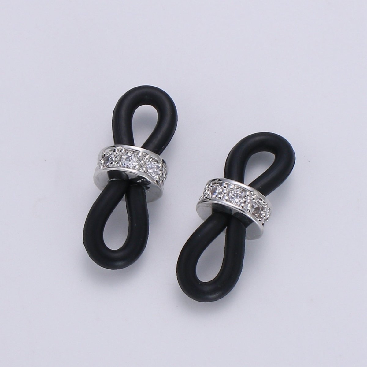 Cubic Pave 24K Gold Filled with Silicon Connector with Silicon Eyeglasses Holder Connector For Craft Supply  L-194~L-197