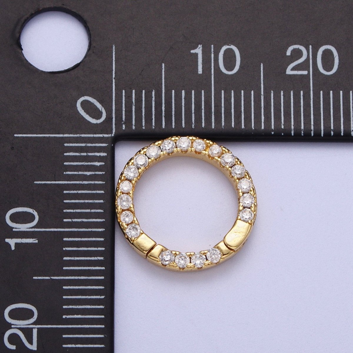 Cubic Push Gate Ring Gold Micro Pave Round Spring Gate Ring WHOLESALE Supplies K-047