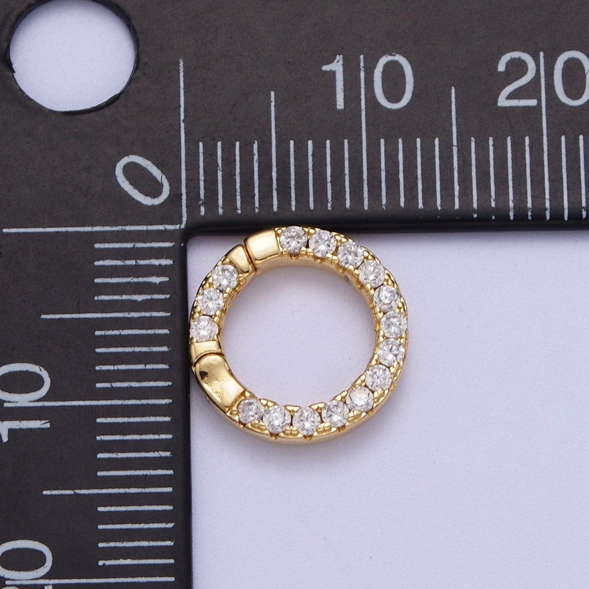 Cubic Push Gate Ring Gold Micro Pave Round Spring Gate Ring WHOLESALE Supplies K-047