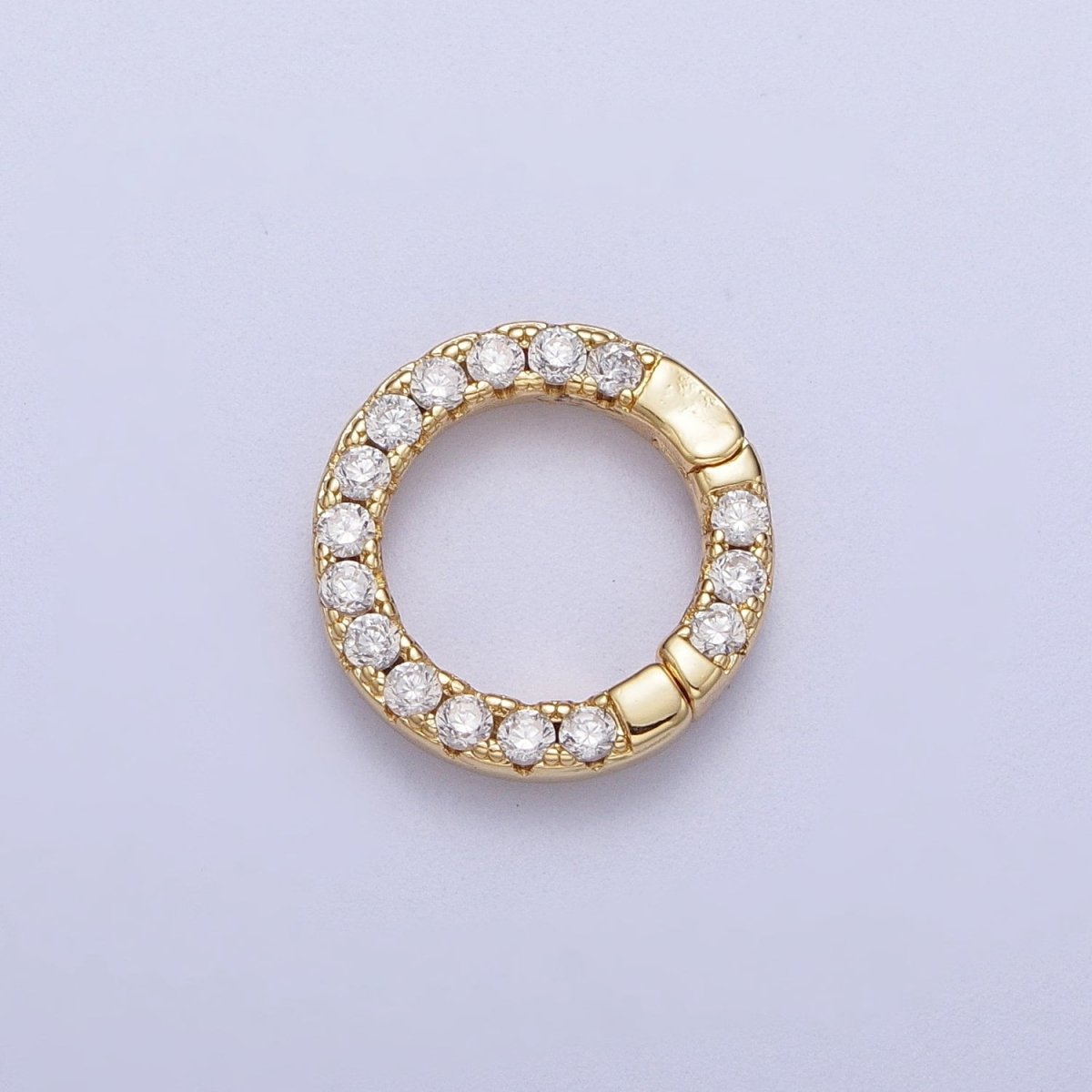 Cubic Push Gate Ring Gold Micro Pave Round Spring Gate Ring WHOLESALE Supplies K-047